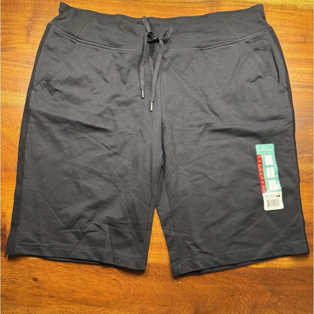 Eddie Bauer Women's Sweat Shorts XL Black French Terry Lounge Athleisure NWT